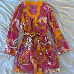 Banana Republic Trina Turk Summer 2012 Retro Dress in Pink and Orange Swirl